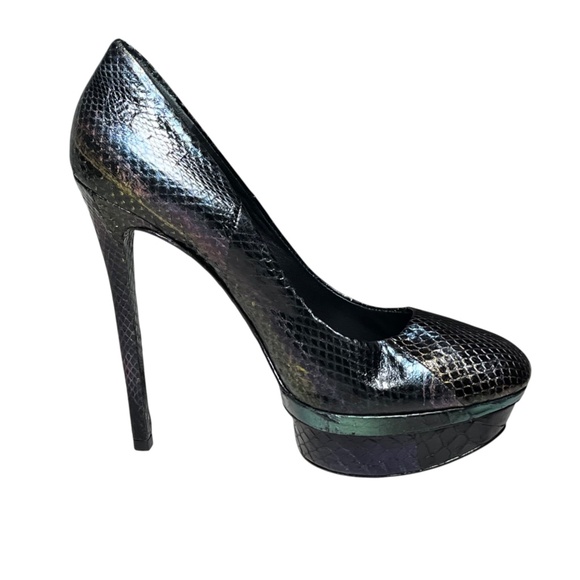 Brian Atwood Ferguson Iridescent Snakeskin Print Leather Platform Pumps Size 8 - Picture 7 of 15